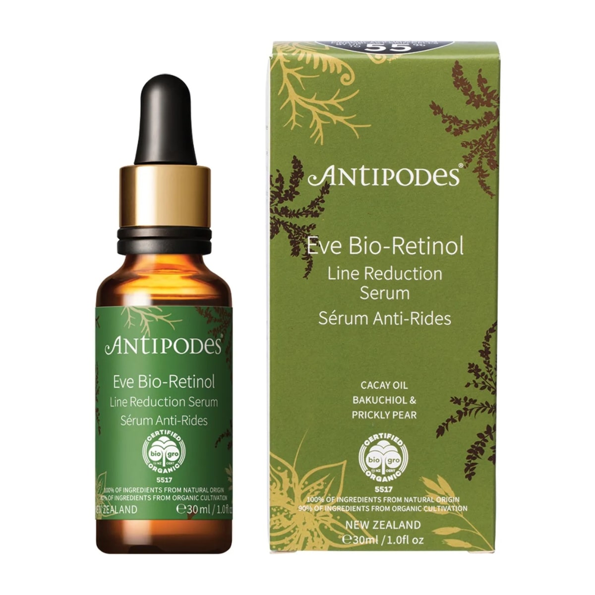 Antipodes Eve Bio-Retinol Line Reduction Serum 30ml bottle and box