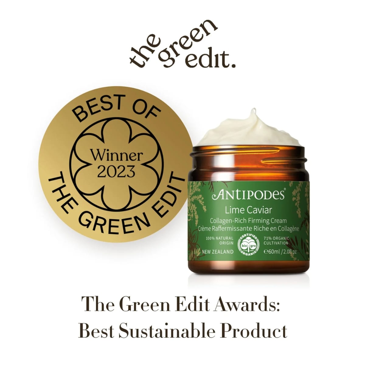 Antipodes Lime Caviar Collagen-Rich Firming Cream 60ml award winning skincare