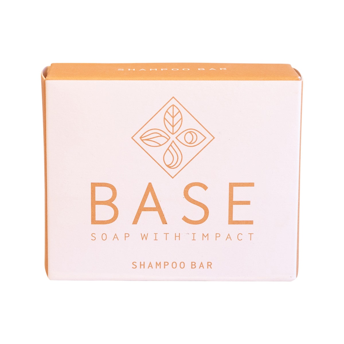 Base (Soap With Impact) Shampoo Bar 120g box. Front.
