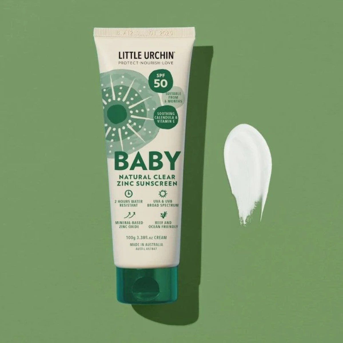 Little Urchin Baby Natural Clear Zinc Sunscreen SPF 50 100g_texture