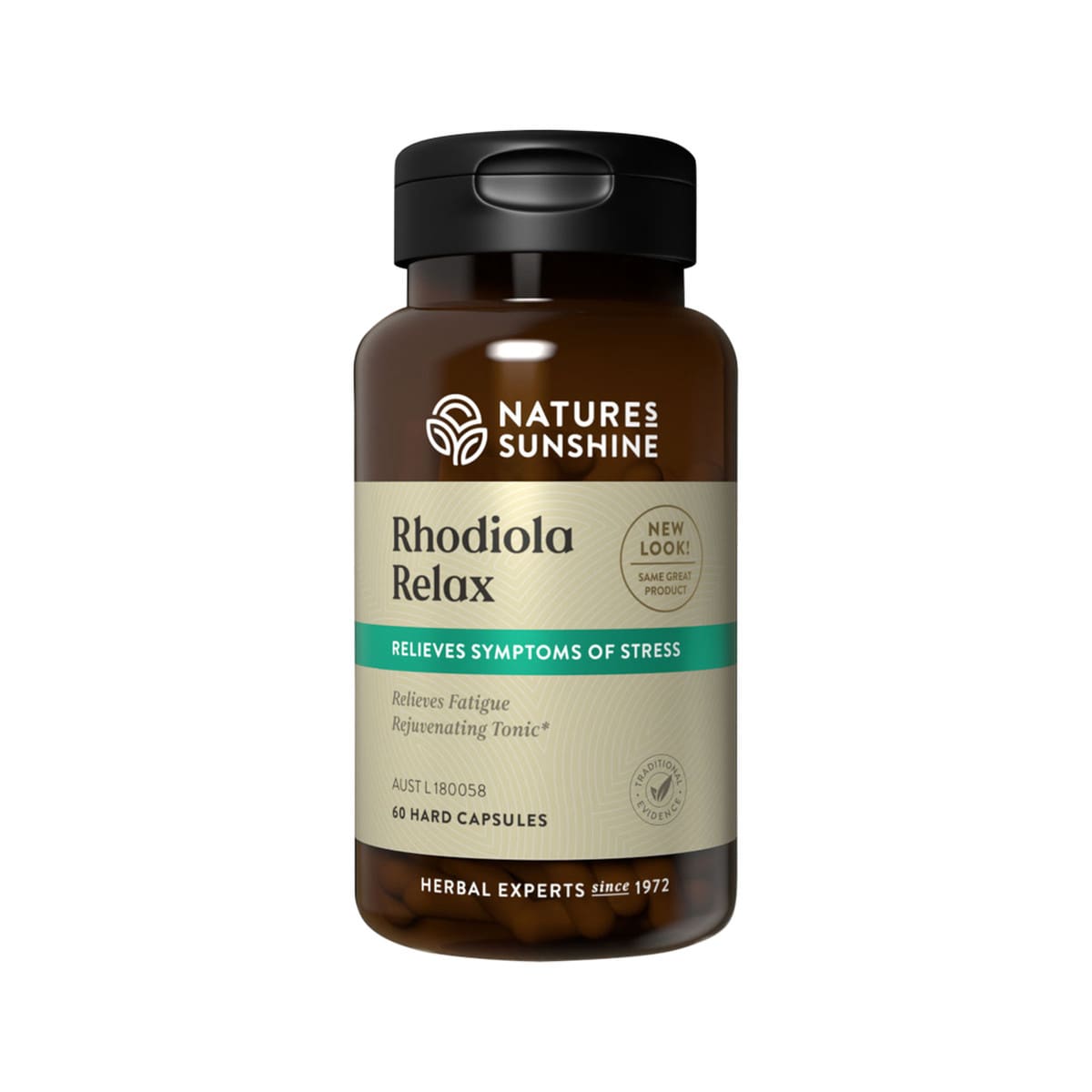 Nature's Sunshine Rhodiola Relax 60 capsules bottle.