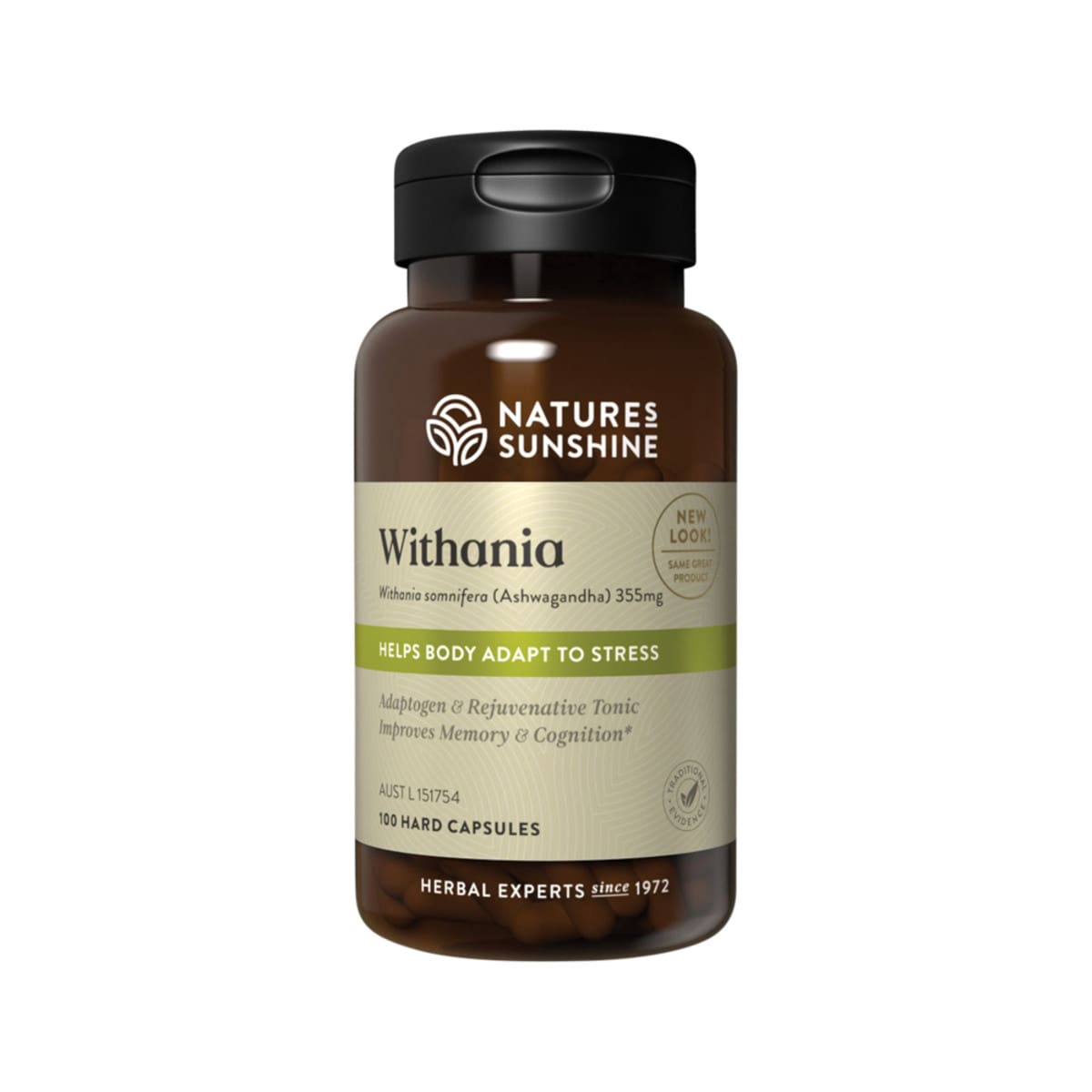 Nature's Sunshine Withania (Ashwagandha) 355mg 100 capsules bottle.