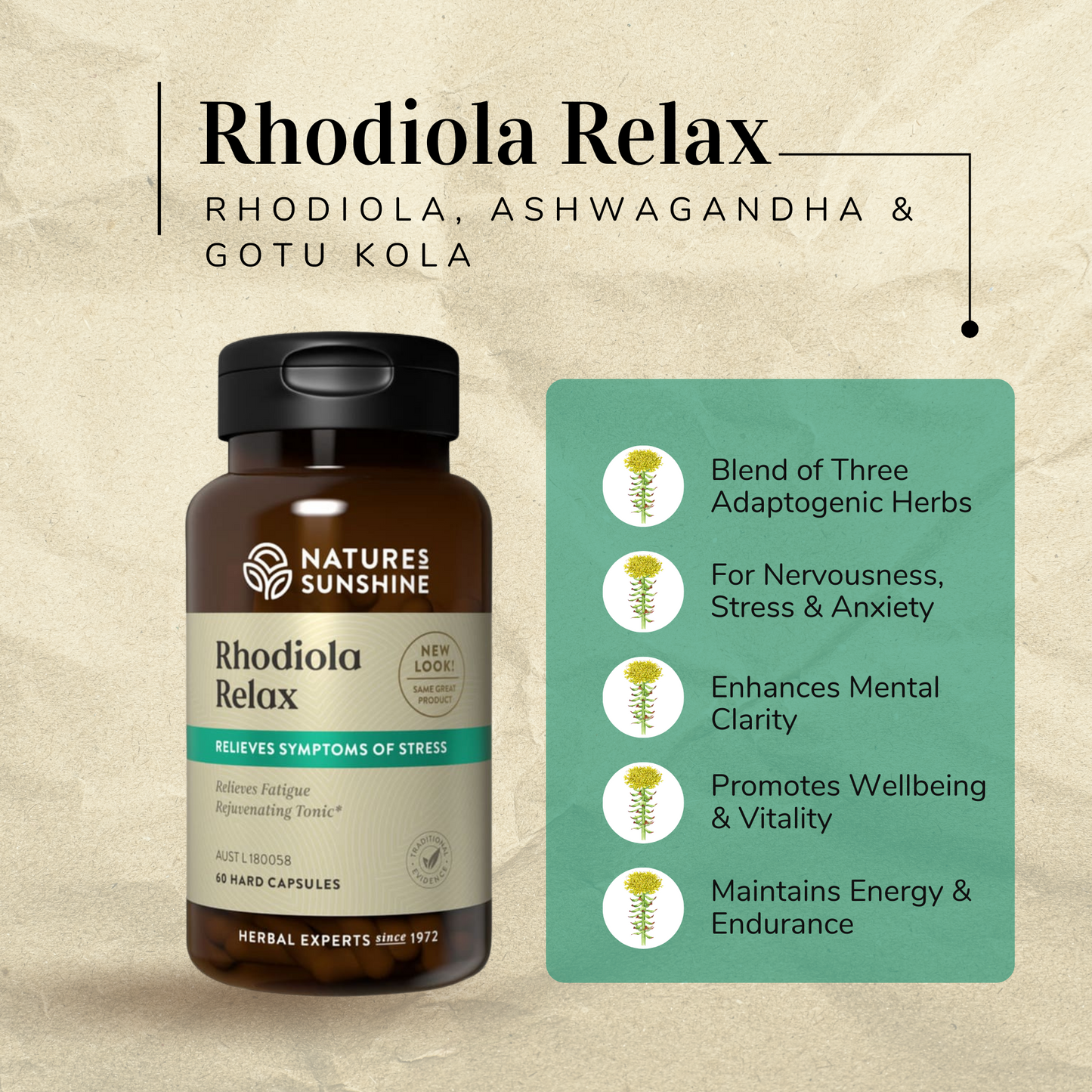 Nature's Sunshine Rhodiola Relax infographic