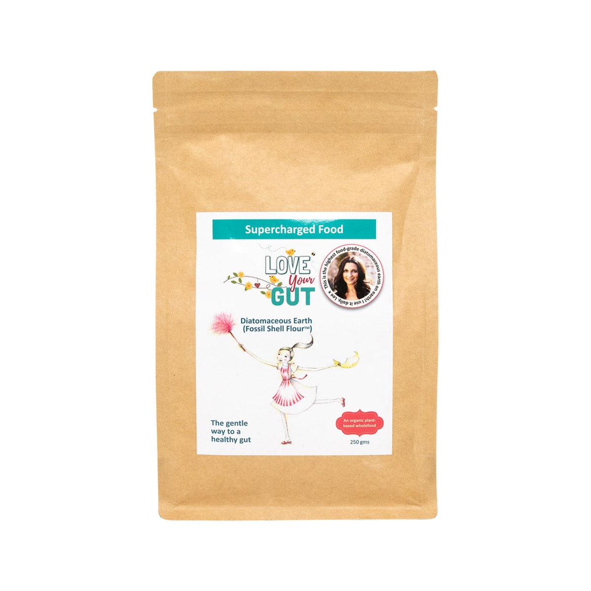 Supercharged Food Love Your Gut (Diatomaceous Earth) 250g powder bag.