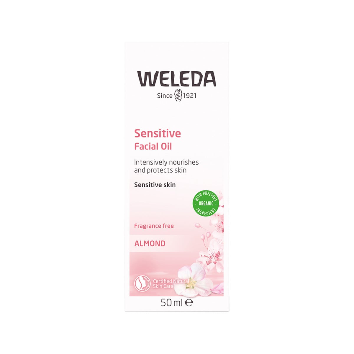 Weleda Organic Sensitive Facial Oil (Almond) 50ml box.