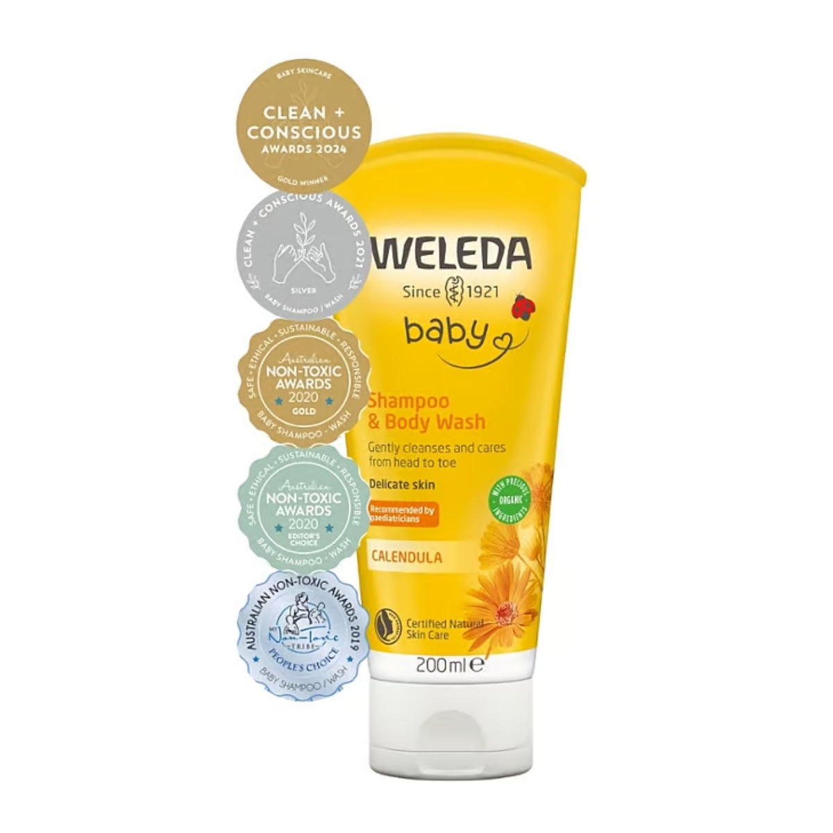 Weleda Baby Shampoo & Body Wash - Calendula 200ml award winning clean skincare