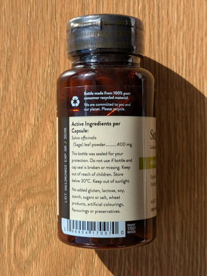 Nature's Sunshine Sage 400mg 100 capsules. side.