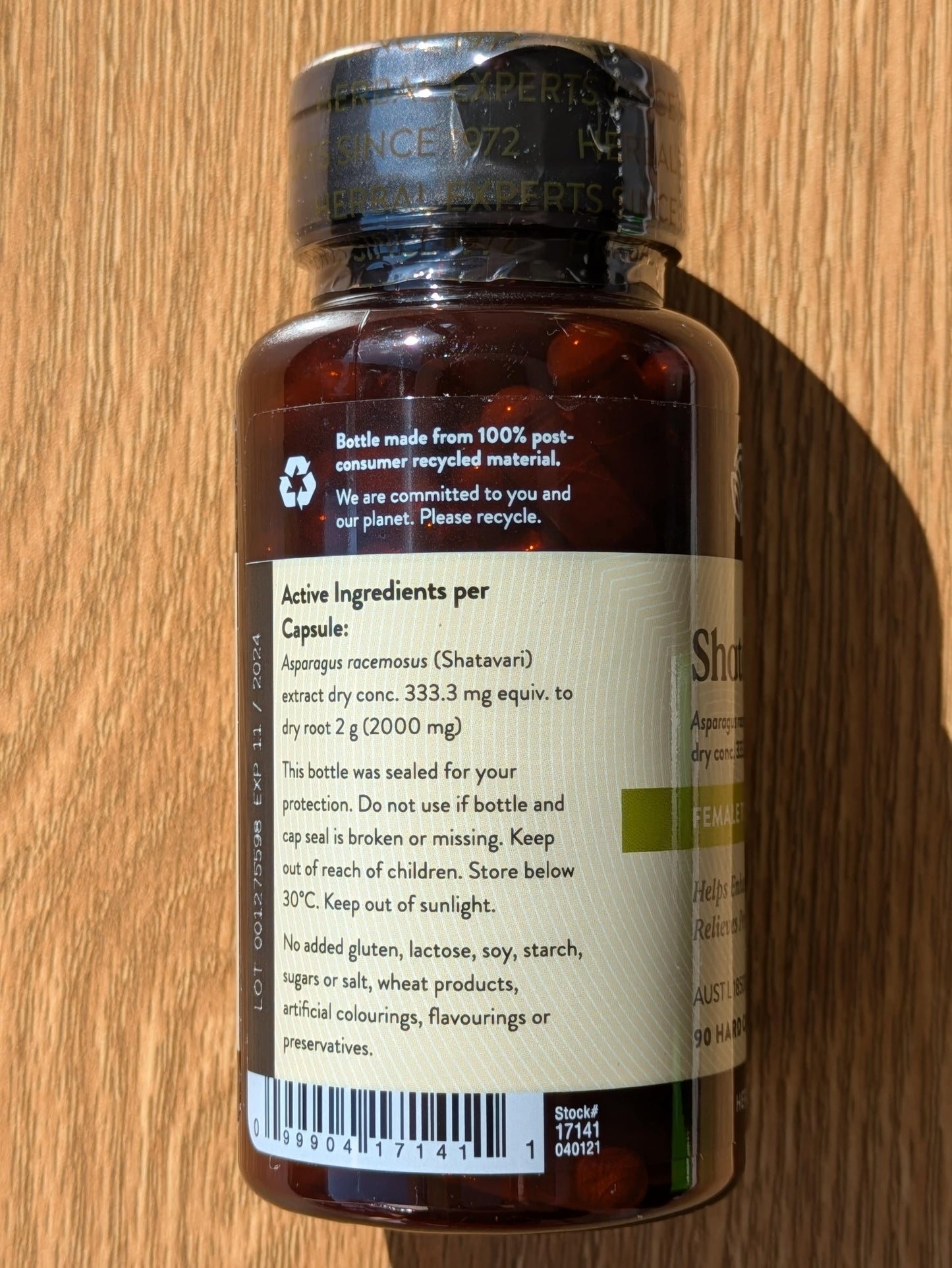 Nature's Sunshine Shatavari 2000mg 90 capsules. side.