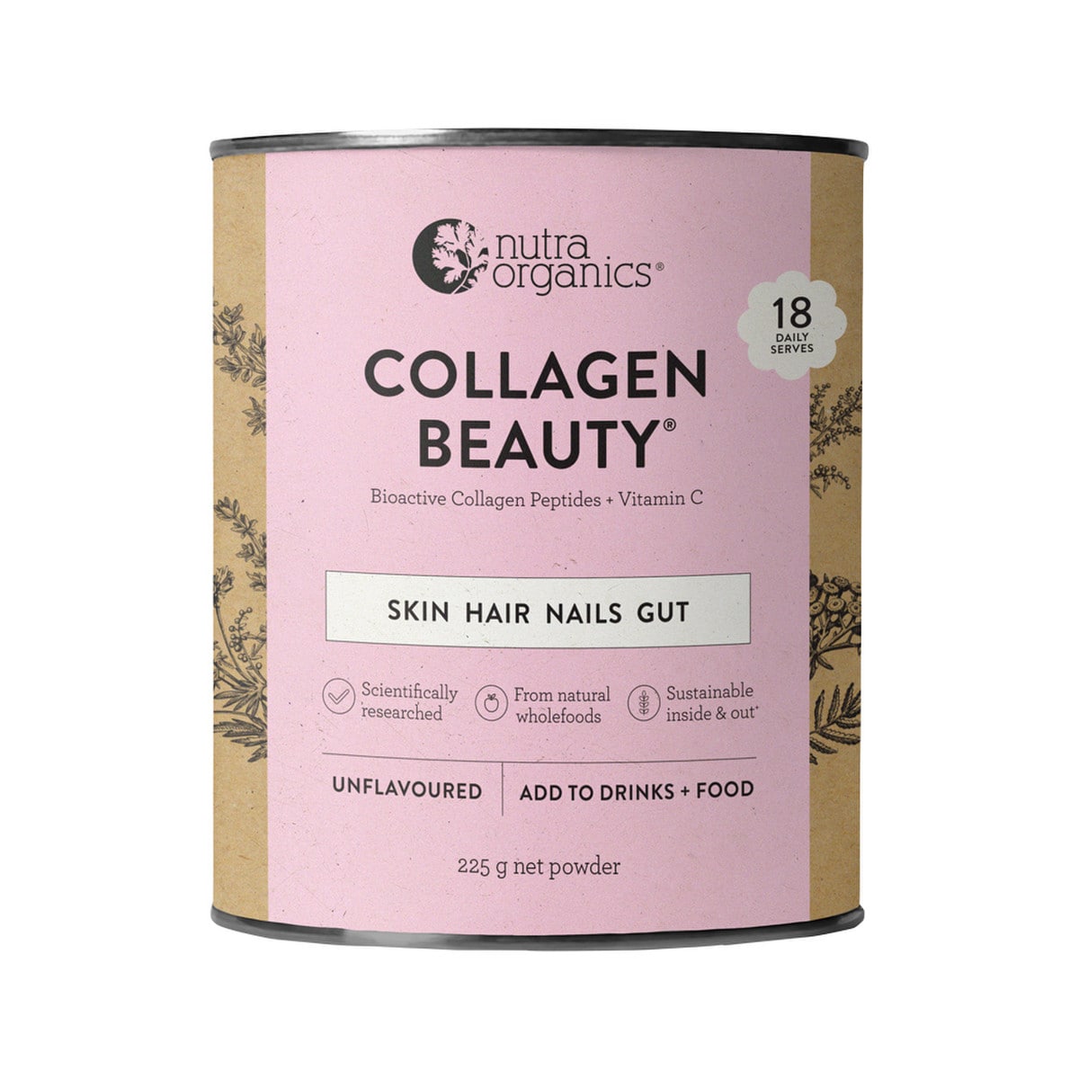 Nutra Organics Collagen Beauty Unflavoured 225g