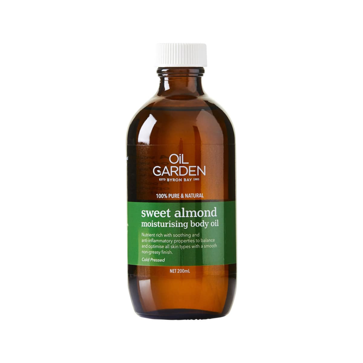 Oil Garden Sweet Almond Moisturising Body Oil 200ml bottle.