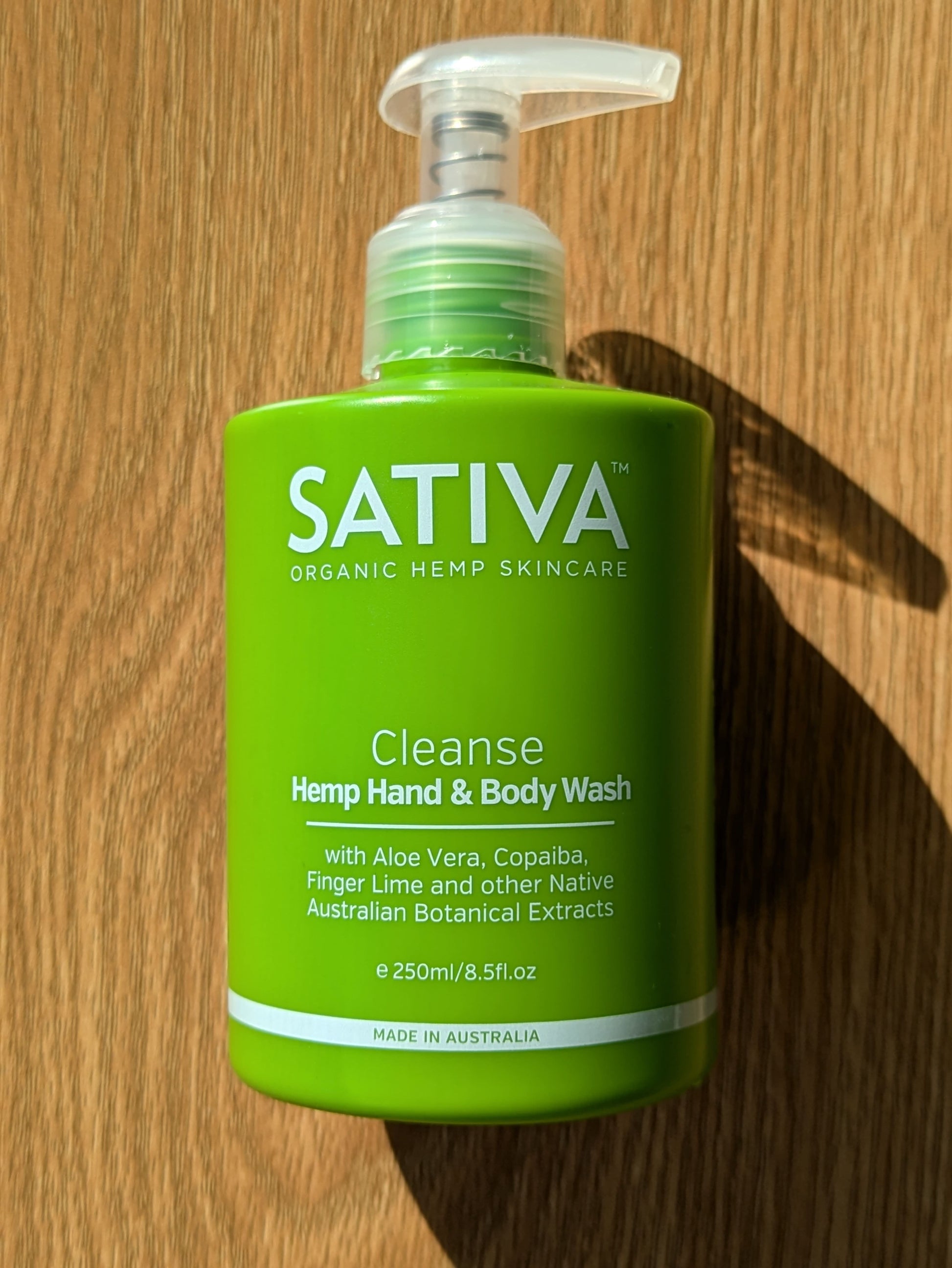 Sativa Organic Hemp Hand & Body Wash - Cleanse 250ml. Front.