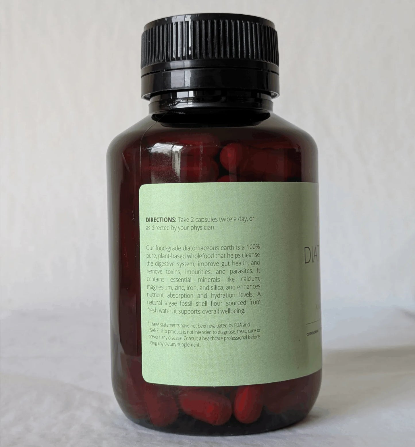 Trifora Wellness diatomaceous earth directions on bottle label