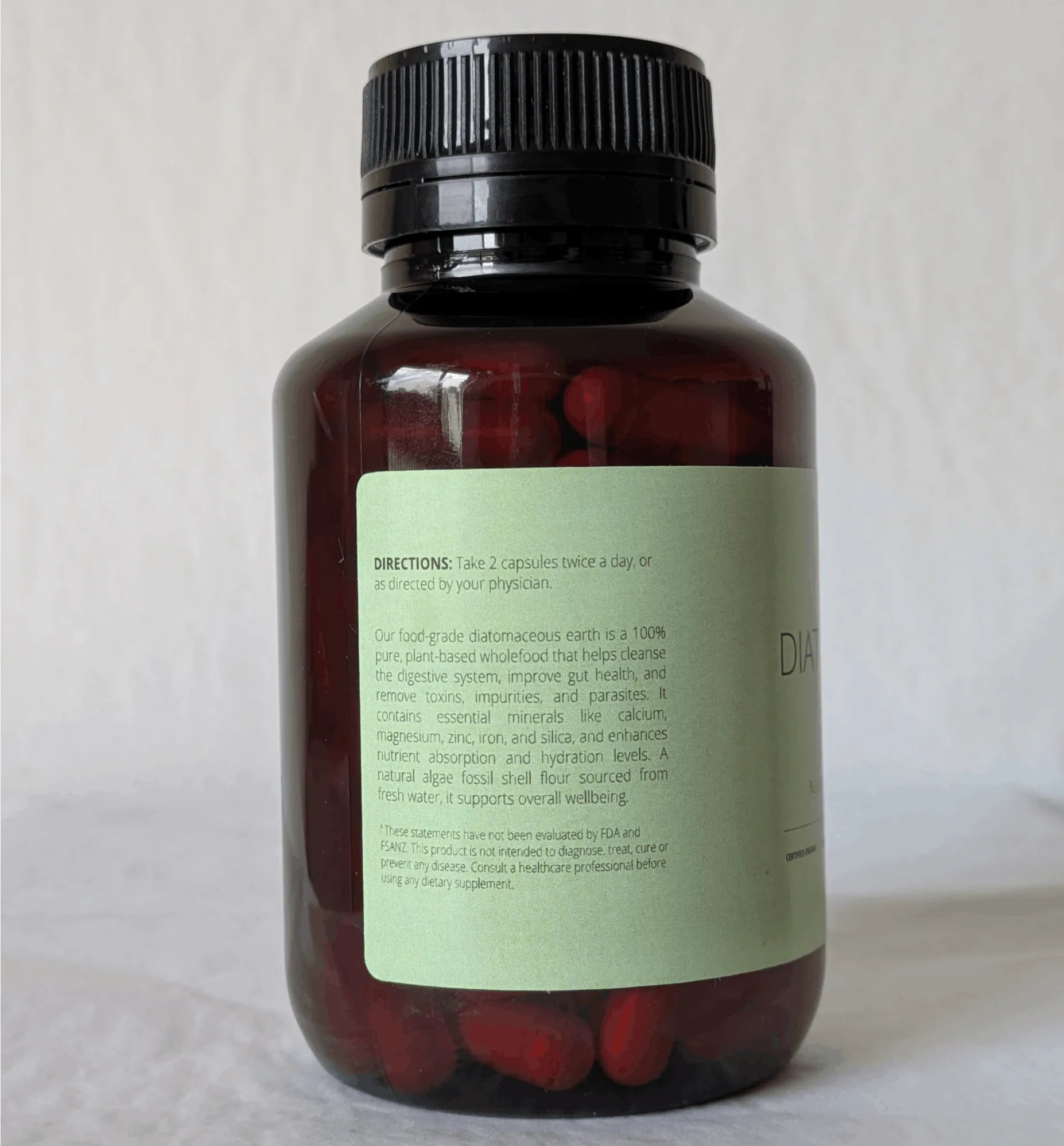 Trifora Wellness diatomaceous earth directions on bottle label