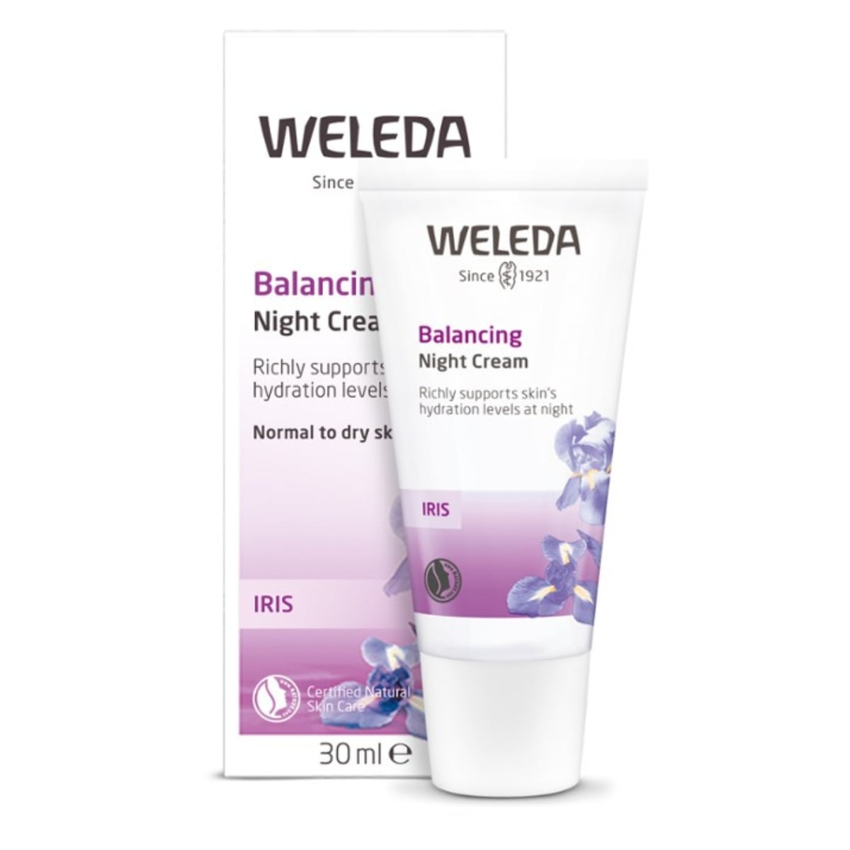 Weleda Balancing Night Cream - Iris 30ml tube and box