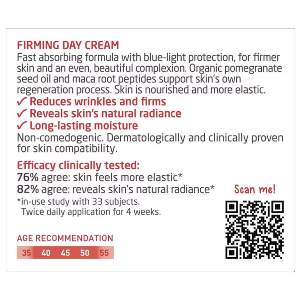 Weleda Firming Day Cream Pomegranate & Maca Peptides 40ml label details